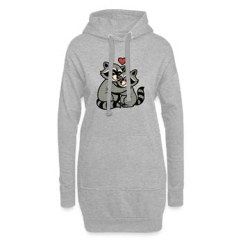 Raccoon-Hug Herzliebe - Hoodie-Kleid - Grau meliert - Vorne