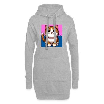cat - Hoodie Dress - heather grey - Front