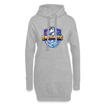 Einhorn Shield: Einzigartiges Motiv - Hoodie-Kleid - Grau meliert - Vorne