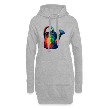 Low Poly Gießkanne: Geometrische Kunst für den Garten - Hoodie-Kleid - Grau meliert - Vorne