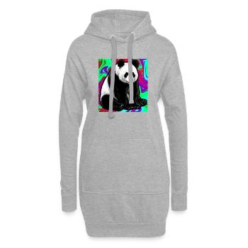 panda - Sweat-shirt à capuche long Femme - gris chiné - Devant