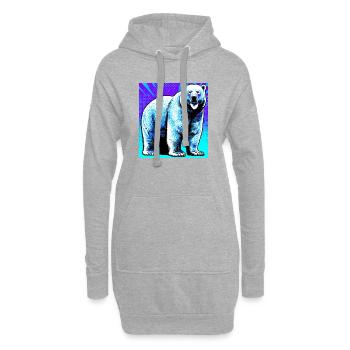 ours blanc - Sweat-shirt à capuche long Femme - gris chiné - Devant