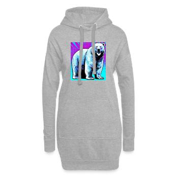 ours blanc - Sweat-shirt à capuche long Femme - gris chiné - Devant