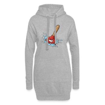 Ventouse rouge avec éclaboussure d’eau - Sweat-shirt à capuche long Femme - gris chiné - Devant