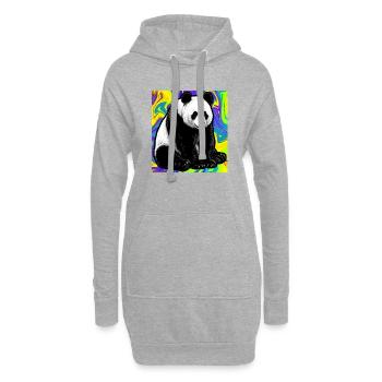 panda - Sweat-shirt à capuche long Femme - gris chiné - Devant