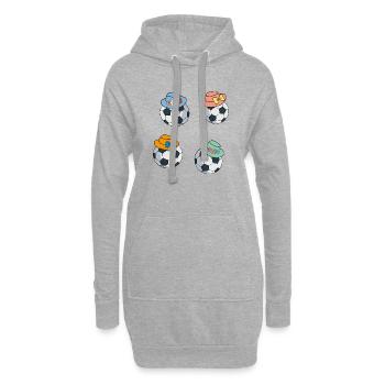 Fußbälle mit Hut - Hoodie-Kleid - Grau meliert - Vorne