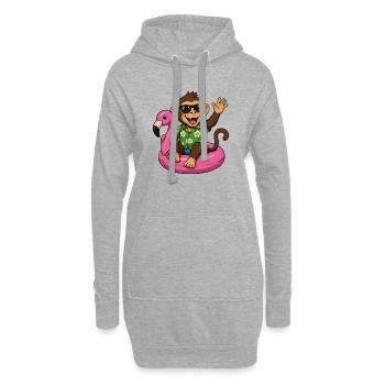 Singe tropical sur la charpie de la piscine des flamants roses - Sweat-shirt à capuche long Femme - gris chiné - Devant