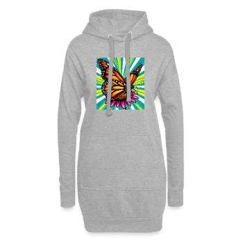 papillon - Sweat-shirt à capuche long Femme - gris chiné - Devant