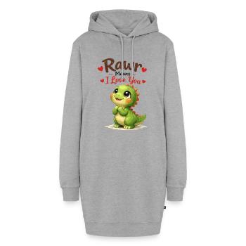 Cadeau mignon Dino Rawr signifie Je t’aime - Sweat-shirt à capuche long Femme - gris chiné - Devant