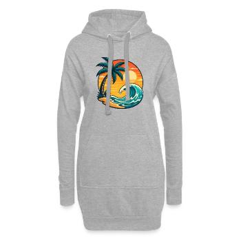 Palm Tree Sun Wave Vacation Summer Beach Shirt - Sweat-shirt à capuche long Femme - gris chiné - Devant