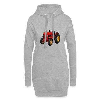 Tracteur rouge dans le champ - Sweat-shirt à capuche long Femme - gris chiné - Devant