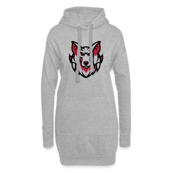 White Wolf Mascot - Hoodie Dress - heather grey - Front