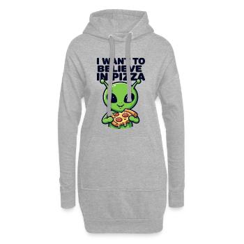 I Want To Believe In Pizza Alien - Hoodie-Kleid - Grau meliert - Vorne