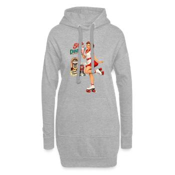 Pin-up de diner des années 50 : roller rétro et milkshake - Sweat-shirt à capuche long Femme - gris chiné - Devant