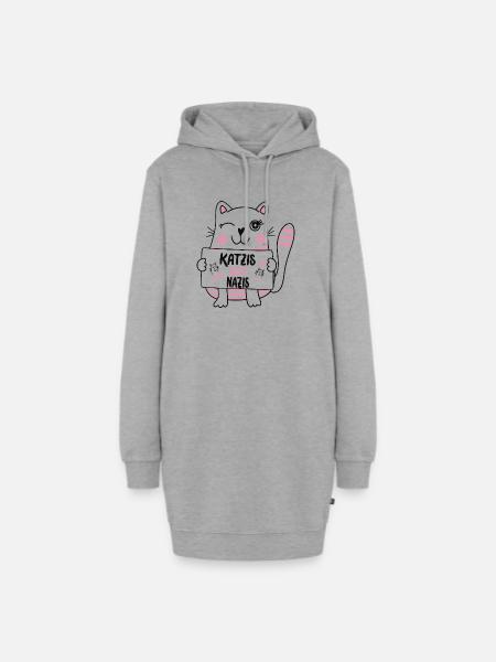 Katzis statt Nazis - Hoodie-Kleid - Grau meliert