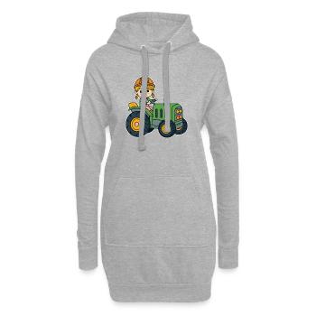 Mädchen mit Traktor - Hoodie-Kleid - Grau meliert - Vorne