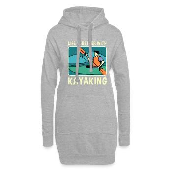 La vie avec le kayak, pagaie, sports nautiques, - Sweat-shirt à capuche long Femme - gris chiné - Devant