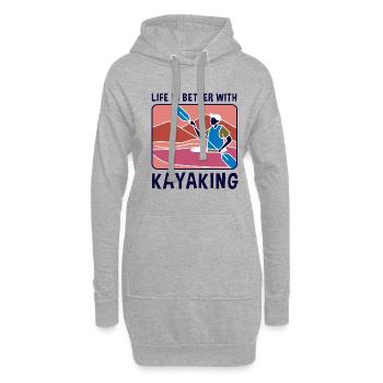 La vie avec le kayak, la vie sauvage, le pagayage - Sweat-shirt à capuche long Femme - gris chiné - Devant