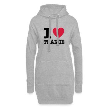 I love trance / I heart trance - Sweat-shirt à capuche long Femme - gris chiné - Devant