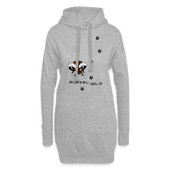 Mufflon mit Spuren - Hoodie-Kleid - Grau meliert - Vorne