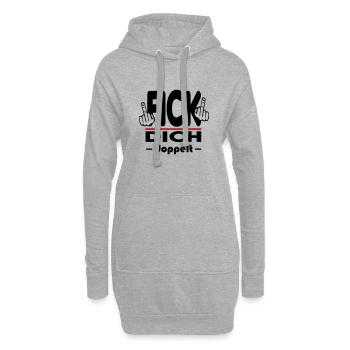 Fick Dich doppelt Mittelfinger Fuck Off Sprüche - Hoodie-Kleid - Grau meliert - Vorne