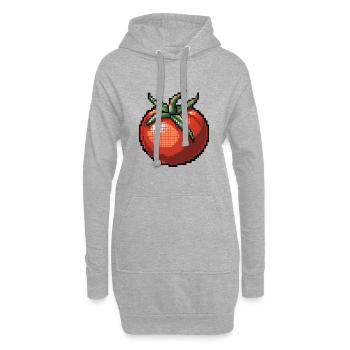 Icône pixel tomate - Sweat-shirt à capuche long Femme - gris chiné - Devant
