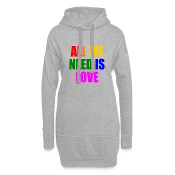all we need is love - Sweat-shirt à capuche long Femme - gris chiné - Devant