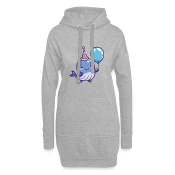 baleine anniversaire bébé - Sweat-shirt à capuche long Femme - gris chiné - Devant