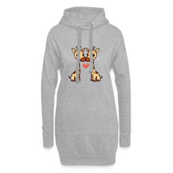 Girafe Couple Saint-Valentin - Sweat-shirt à capuche long Femme - gris chiné - Devant
