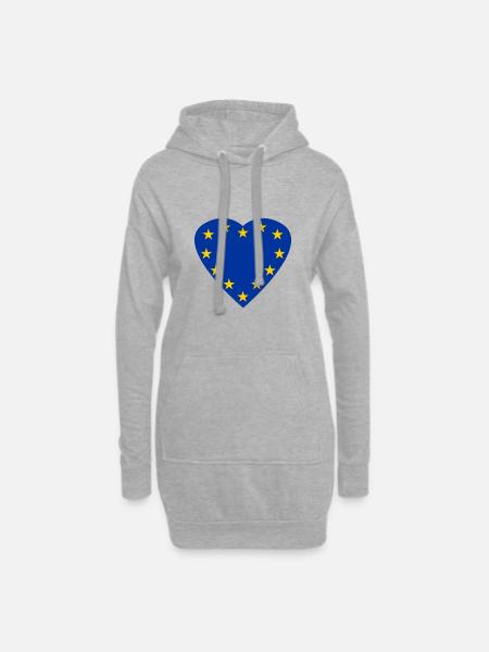 Étoiles de l'UE en forme de cœur Europe Union européenne - Sweat-shirt à capuche long Femme - gris chiné