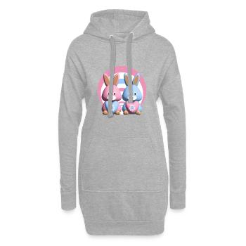 Herzen mit sehr Lieben Hasen. - Hoodie-Kleid - Grau meliert - Vorne