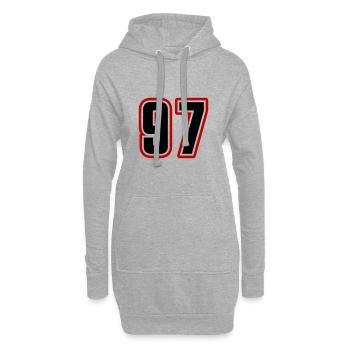 97 Nombre symbole - Sweat-shirt à capuche long Femme - gris chiné - Devant