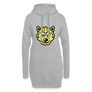 leopards animaux rigolo cartoon dessin face 14 - Sweat-shirt à capuche long Femme - gris chiné - Devant