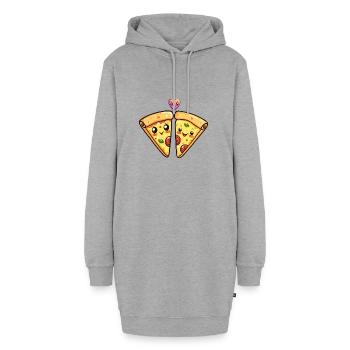 Pizza Paar Liebe Herz Valentinstag - Hoodie-Kleid - Grau meliert - Vorne