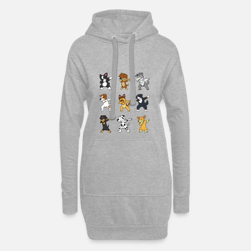 Dabbing Dab Schäferhund Dalmatiner Dackel Corgi - Hoodie-Kleid - Grau meliert