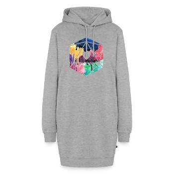 D20 Aquarell - Hoodie-Kleid - Grau meliert - Vorne