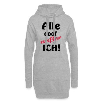 lustige Sprüche Alle doof außer ich Besserwisser - Hoodie-Kleid - Grau meliert - Vorne