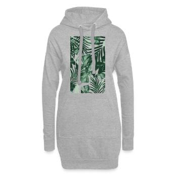 Tropical Leaves - Hoodie-Kleid - Grau meliert - Vorne