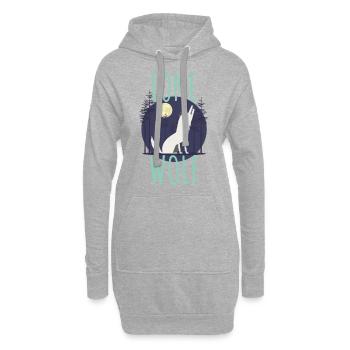 Lone Wolf | Vollmond Mond Geisttier Rudel Geschenk - Hoodie-Kleid - Grau meliert - Vorne