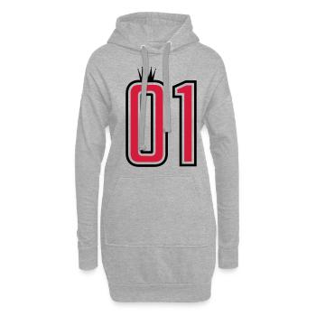 01 eins krone 1 nummer - Hoodie-Kleid - Grau meliert - Vorne