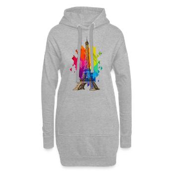 Paris Tour Eiffel France Ville Skyline Art - Sweat-shirt à capuche long Femme - gris chiné - Devant