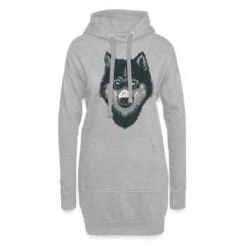 Loup - Sweat-shirt à capuche long Femme - gris chiné - Devant