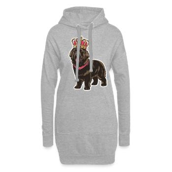 Cartoon Terre-Neuve, motif mignon avec couronne - Sweat-shirt à capuche long Femme - gris chiné - Devant