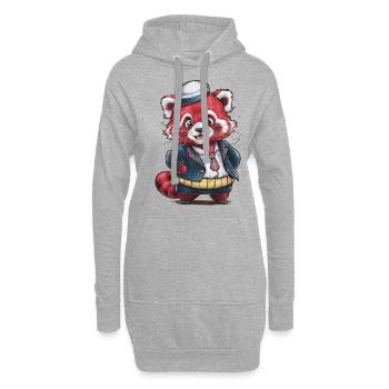 Panda Kawaii Rouge Portant Un Uniforme Scolaire - Sweat-shirt à capuche long Femme - gris chiné - Devant