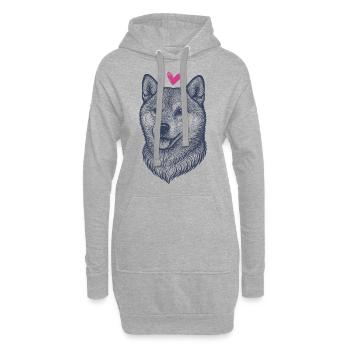 Shiba Inu – Fier, intelligent et super mignon - Sweat-shirt à capuche long Femme - gris chiné - Devant