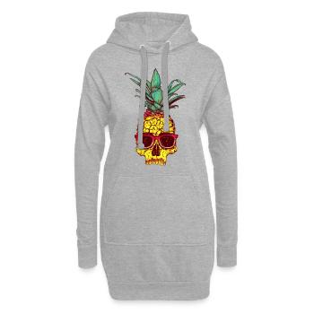 Ananas tête de mort - Sweat-shirt à capuche long Femme - gris chiné - Devant