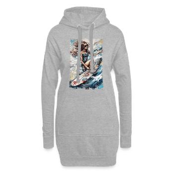 Bikini surf lady avec des vibrations estivales dans un style vintage - Sweat-shirt à capuche long Femme - gris chiné - Devant