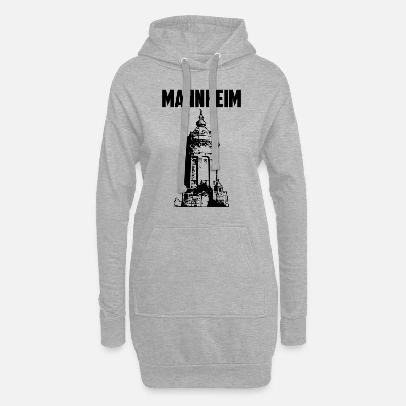 Mannheim Wasserturm Schwarz - Hoodie-Kleid - Grau meliert