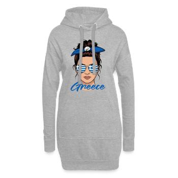 Fille Grecque Femme Drapeau Grèce - Sweat-shirt à capuche long Femme - gris chiné - Devant