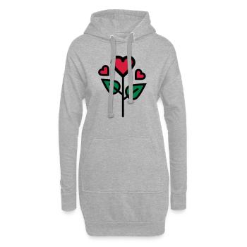 Valentinstags Rose in Herzform - Hoodie-Kleid - Grau meliert - Vorne